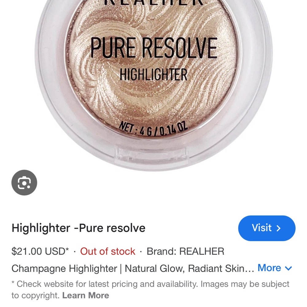 RealHer Pure Resolve Highlighter in Soft Pink
